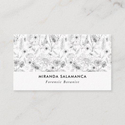 Pen en inktmaaltijd en roos bloemen visitekaartje (Voorkant)