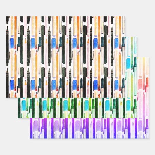 Pen- en potloodset van 3 inpakpapier vel (Set)