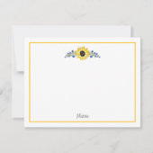 Pen en Waterverf Zonnebloem Notitiekaartje (Voorkant)