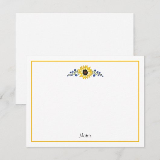 Pen en Waterverf Zonnebloem Notitiekaartje (Voorkant / Achterkant)