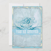 Pen Flourish Vintage Liefdesvogel Trouw Uitnodigin Kaart (Voorkant)