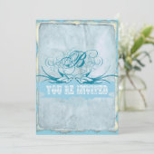 Pen Flourish Vintage Liefdesvogel Trouw Uitnodigin Kaart (Staand voorkant)