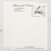 Pen in handschrift voor schrijver, bibliotheek, au gepersonaliseerd briefhoofd (Voorkant / Achterkant)