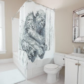 Pen/Ink Art Jonge Gorilla Douchegordijn (In situ)