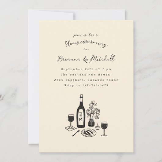 Pen Ink grillige hand getekend cocktail house part Kaart (Voorkant)