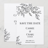 Pen & Ink Roos bruiloft Bewaar de datum Kaart (Voorkant / Achterkant)