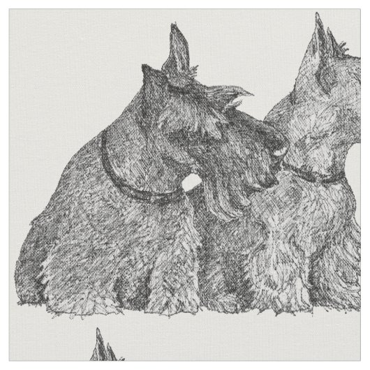 Pen Ink Scottish Terriers Stof (Close Up)
