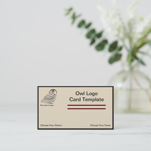 Pen Ink Uil logo visitekaartje (Staand voorkant)