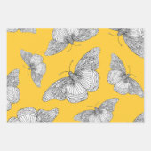 Pen & inkt vlinderpatronen inpakpapier vel (Voorkant 3)