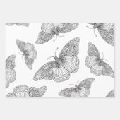 Pen & inkt vlinderpatronen inpakpapier vel (Voorkant 2)