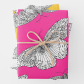 Pen & inkt vlinderpatronen inpakpapier vel (In situ)