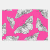 Pen & inkt vlinderpatronen inpakpapier vel (Voorkant)