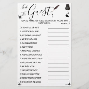 Pen & Inktpot Raad de Gast Shower Spelkaart Flyer