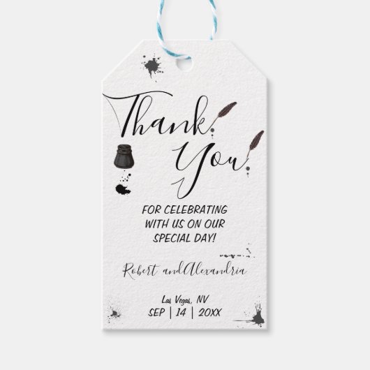 Pen & Inkwell Bedankt voor het huwelijk. Cadeaulabel (Voorkant)