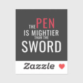 Pen Is Machtiger Dan Zwaard Citatetiket Sticker (Vel)