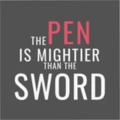 Pen Is Machtiger Dan Zwaard Citatetiket Sticker (Voorkant)