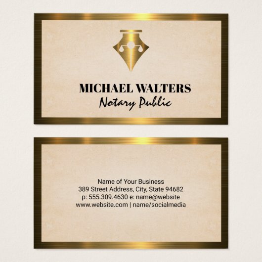 Pen | Juridische Balansen | Gouden Metalen Rand Visitekaartje (Voorkant /achterkant)