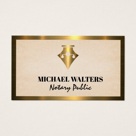Pen | Juridische Balansen | Gouden Metalen Rand Visitekaartje (Voorkant)