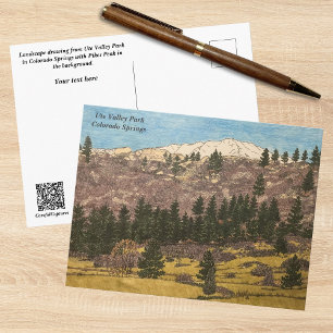Pen & Kleurpotlood Colorado Landschap Tekening Briefkaart