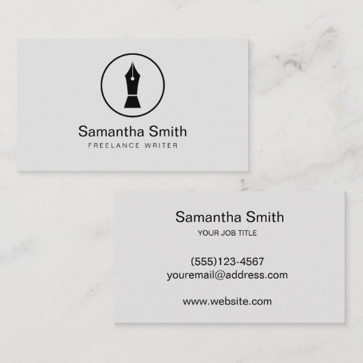 Pen Logo Freelance Writer en Calligraphy Writer Visitekaartje (Voorkant / Achterkant)