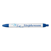 Pen - Naam en Getrapte Initiaal in Blauw (Voorkant)