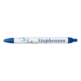 Pen - Naam en Getrapte Initiaal in Blauw