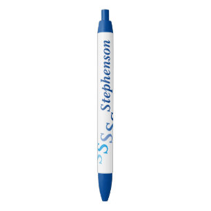 Pen - Naam en Getrapte Initiaal in Blauw