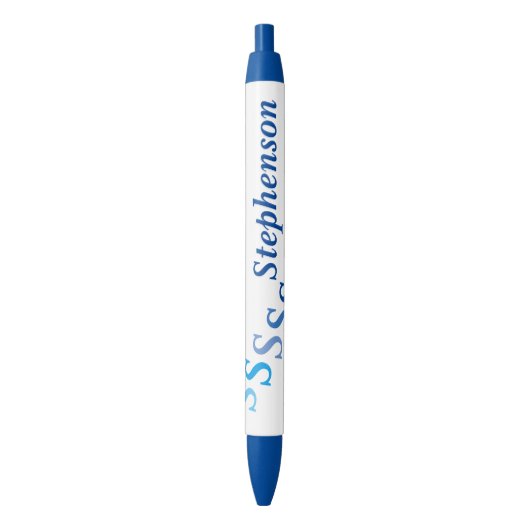 Pen - Naam en Getrapte Initiaal in Blauw (Voorkant Verticaal)