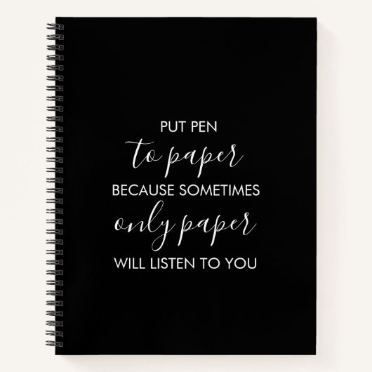 Pen op papier zetten Funny Black Notitieboek (Voorkant)