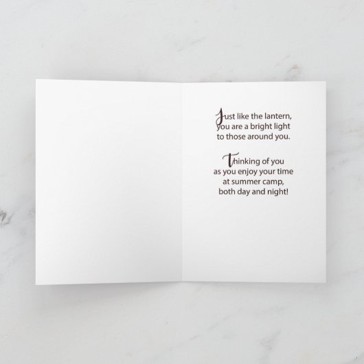 Pen Pal Denk aan je in Camp met Lantern Kaart (Binnen)