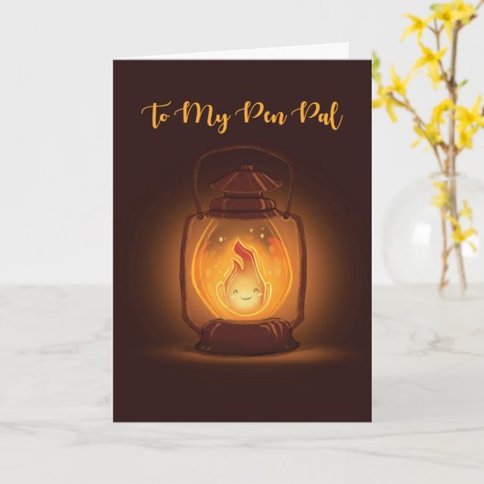 Pen Pal Denk aan je in Camp met Lantern Kaart (Gele Bloem)