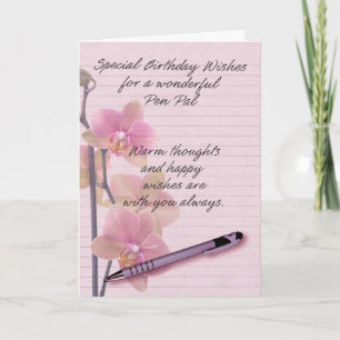 Pen Pal Verjaardag Kaart met bloemenpapier
