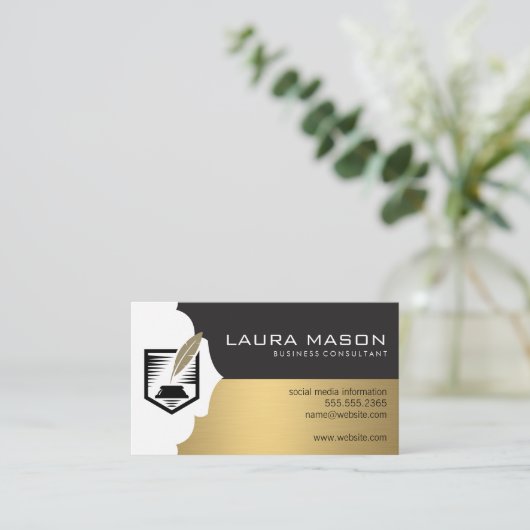 Pen Quill Contract Logo | Professioneel Visitekaartje (Staand voorkant)