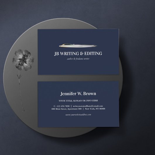 Pen Schrijver Blogger Ballpoint Navy Visitekaartje