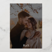 Pen Script Minimale kalligrafie Wit Foto Bruiloft Folie Uitnodiging (Achterkant)