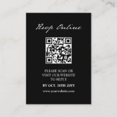 Pen Script Minimalist QR Code Zwart Bruiloft RSVP Informatiekaartje (Voorkant)