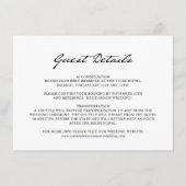 Pen Script minimalistisch wit bruiloft gast detail Informatiekaartje (Voorkant)