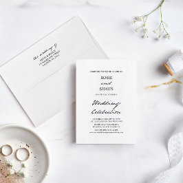 Pen Script minimalistische kalligrafie wit bruilof Kaart