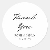 Pen Script minimalistische kalligrafie wit bruilof Ronde Sticker (Voorkant)