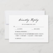 Pen Script minimalistische kalligrafie wit bruilof RSVP Kaartje (Voorkant)