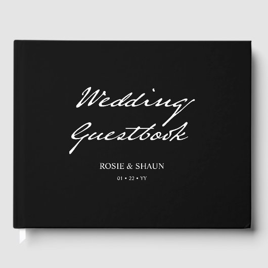 Pen Script minimalistische kalligrafie zwart bruil Gastenboek (Voorkant)
