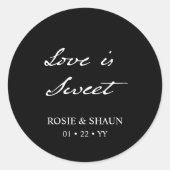 Pen Script minimalistische kalligrafie zwart bruil Ronde Sticker (Voorkant)