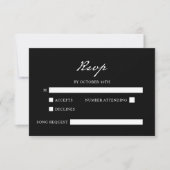 Pen Script minimalistische kalligrafie zwart bruil RSVP Kaartje (Voorkant)