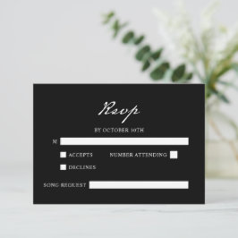 Pen Script minimalistische kalligrafie zwart bruil RSVP Kaartje