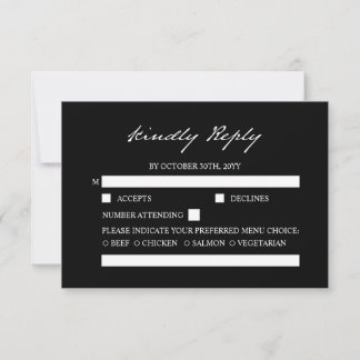 Pen Script minimalistische kalligrafie zwart bruil RSVP Kaartje