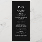 Pen Script Modern Minimaal Monogram Zwart Bruiloft Menu (Voorkant)