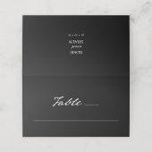 Pen Script Modern Minimaal Monogram Zwart Bruiloft Plaatskaartje (Buitenkant ongevouwen)