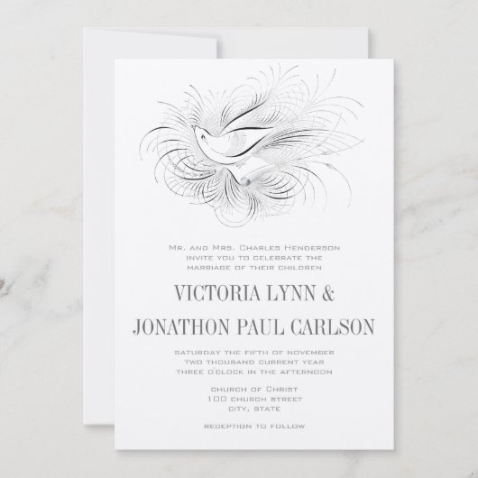 Pen Vlaams liefdesvogel Uitnodiging tot bruiloft (Voorkant)