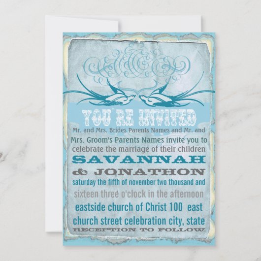 Pen Vlaams  liefdesvogel Uitnodiging tot bruiloft (Achterkant)