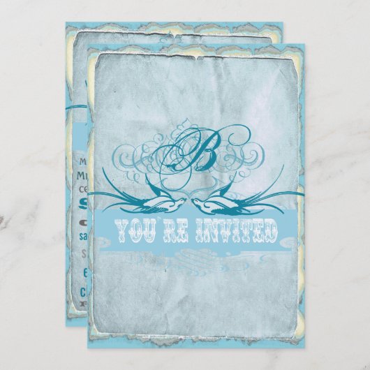 Pen Vlaams  liefdesvogel Uitnodiging tot bruiloft (Voorkant / Achterkant)